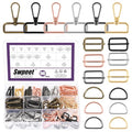 Swpeet 90Pcs 6 Colors 32MM Metal D Ring & Rectangle Adjuster Triglides Slides Buckle & D Ring Swivel Lobster Clasp Kit, Semi-Circular D Rings Roller Pin Buckles Swivel Snap Hook for Belt DIY Crafts - style: 3.2CM