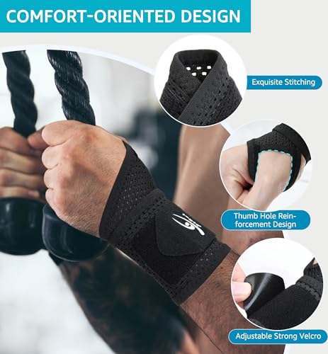 HiRui 2-Pack Ultra-Thin Mesh Wrist Wraps - Breathable, Adjustable Wrist Support for Workouts & Daily Use - Unisex Wrist Brace for Pain Relief, Tendonitis, Carpal Tunnel - One Size Fits All (Black) - color: Black