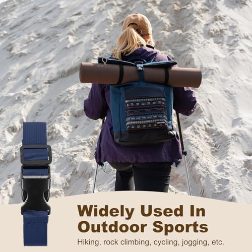 PATIKIL Utility Straps with Quick Release Buckle, (1 Inch x 3 Feet, Dark Blue) (3 Pcs) Adjustable Luggage Polyester Straps Backpack Webbing, Suit for Sleeping Bag/Camping/Hiking - color: Dark Blue, size: 1 Inch x 3 Feet