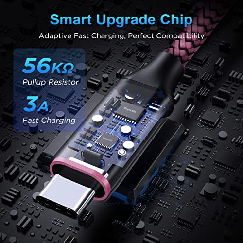 etguuds 4ft USB A to USB C Cable, 2Pack Fast Charging Cord Type C Charger - color: Pink, size: 4ft