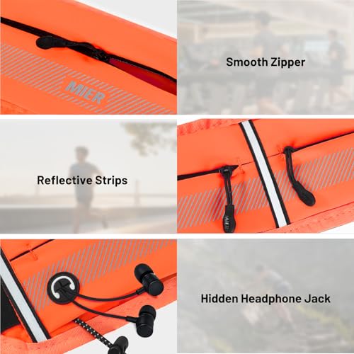 MIER Running Belt for Women & Men, Fanny Pack with Marathon Bib Clip Orange - color: Orange