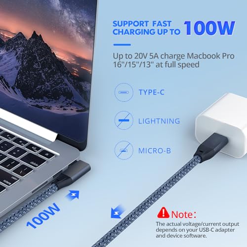 USB C Right Angle Cable 100W 1ft 2Pack, 4K Video 20Gbps USBC 3.2 Cable | Short USBC to USBC 3.2 Gen2x2 Data Cable, Type C PD Charging Fast Charge Cord for iPhone 17 16 15, iPad MacBook, Galaxy S26 - color: Gray, size: 1FT+1FT