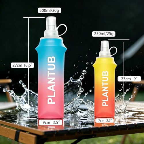 Soft Foldable Water Bottle, TPU, Collapsible Flask for Outdoor Sports, Gradient Blue and Pink - color: blue pink