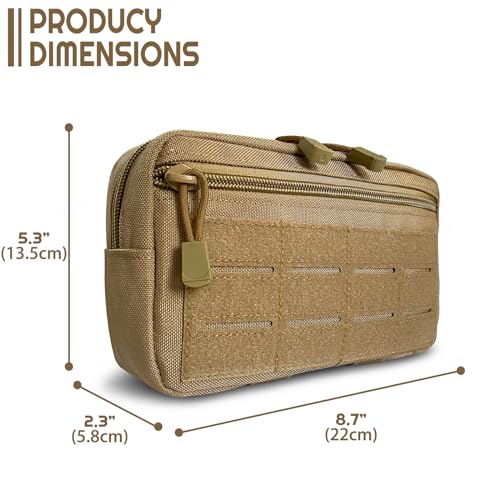Tactical Molle Admin Pouch | Utility EDC Tool Pouch Bag | Backpack Strap Pouch | Battle Belt Accessories Pouch for Chest Vest Waist Gear - color: Brown