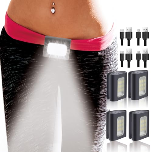 HOKOILN 4 Pack Running Lights for Runners Rechargeable, LED Walking Lights for Night Safty, Clip on Flashlights for Camping, Hiking, Jogging, Dog Walking - color: Black2