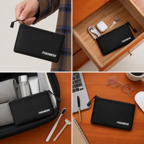 Fireproof Document Bag -2 Pack 8"x5" Non-Itchy Fireproof Money Bag, Waterproof Zipper Holder for Valuables, Fire & Water Resistant Safe Pouch for File,Cash,Passport,Keys - size: 2 Pack 8"x5"