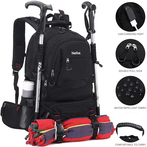 Nerlion 40L Hiking Backpack Travel Backpack for Men Women Camping Waterproof Outdoor Hiking Daypack Lightweight Backpack (Black) - color: A1- Black