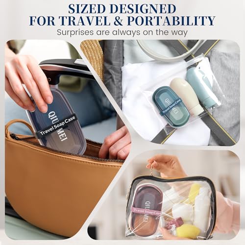 Shampoo Bar Holder and Soap Case | Leakproof Travel Container with Lid & Drain Tray | Includes Silicone Strap and Mesh Soap Bag | for Bathroom, Shower, Camping, Gym Travel (Blue, Large) - color: Blue Style A-large