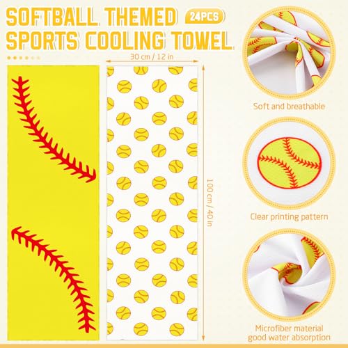 FuWeave 24 Pcs Softball Cooling Towels Gifts 40 X 12 Inch - color: Softball, size: 40 x 12 inches