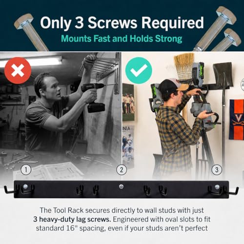 StoreYourBoard Garage Tool Organizer, 72 in, Holds 500 lb, 2 Pack | Garden Tool Rack Wall Mount, Garden Tool Organizer, Shovel Wall Mount, Rubber Coated Hooks - color: GRAY, size: 72" Heavy Duty Steel Rack | 8 Hooks | Holds 500lbs