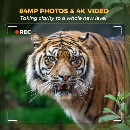 4K 84MP WiFi Trail Camera, Wildlife Camera with Night Vision | Game Camera with 0.1s Trigger & 130°Wide Angle, Trail Cameras with IP67 Waterproof Suitable for Outdoor Wildlife Detection