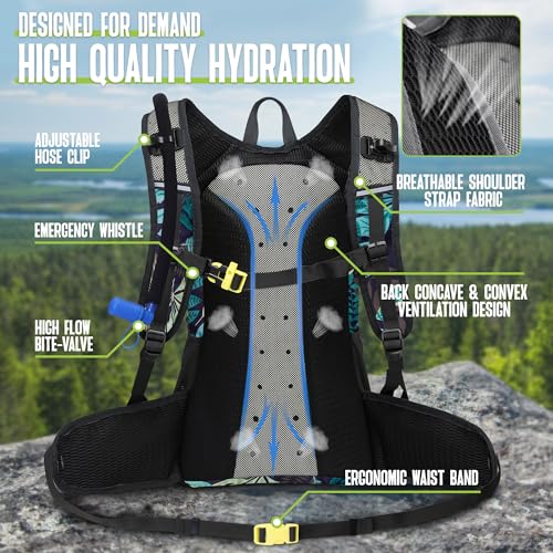 N NEVO RHINO Hydration Backpack, 18L Hiking Backpack with 3L Water Bladder | Multipurpose Water Backpack High Flow Bite, Insulated Hydration Pack Ideal for Hiking and Cycling - color: blue print