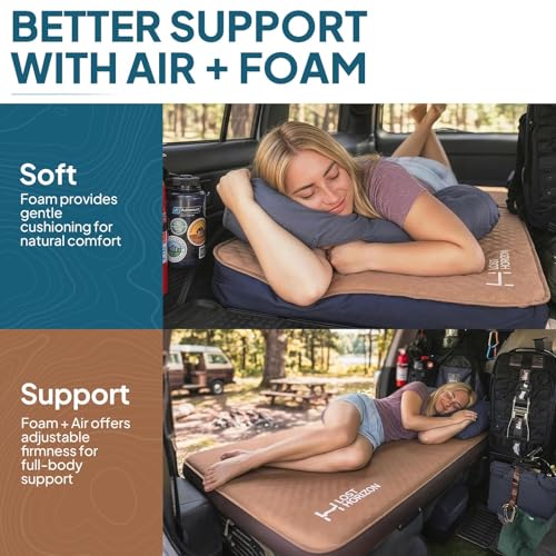 Lost Horizon Option3 Self-Inflating Foam Camping Mattress, Queen, 4.5" - color: Brown, size: Queen, style: with Pump