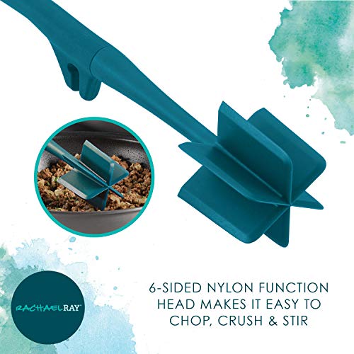 Rachael Ray Tools and Gadgets Lazy Crush & Chop, Flexi Turner, and Scraping Spoon Set / Cooking Utensils - 3 Piece, Teal Blue - color: Teal