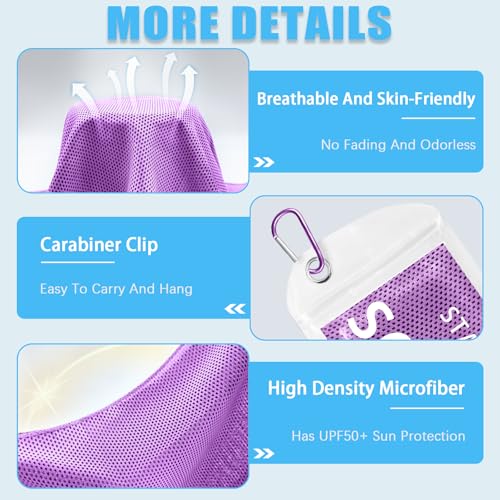 SOYOK 4 Packs Cooling Towels, 40" x 12" Cooling Towels for Neck and Face - color: Light Blue/Light Grey/Purple/Royal Blue