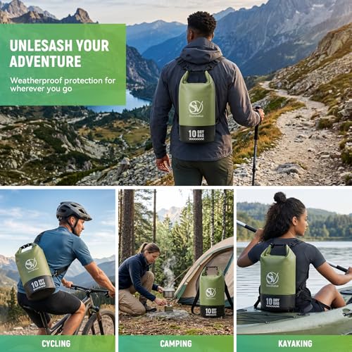 Waterproof Dry Bag, Kayaking Paddle Boarding Floating Backpack 10L - color: Green, size: 10L