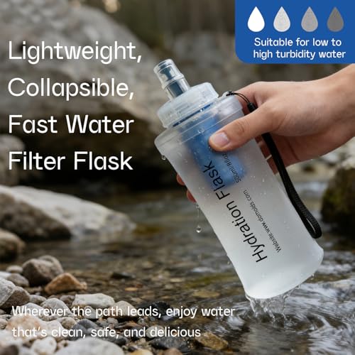 GUYI 1.0L Collapsible Water Filter Bottle, Removes Impurities, BPA Free, Ultralight for Hiking, Camping, Cycling & Travel-White - color: 1000ml, White