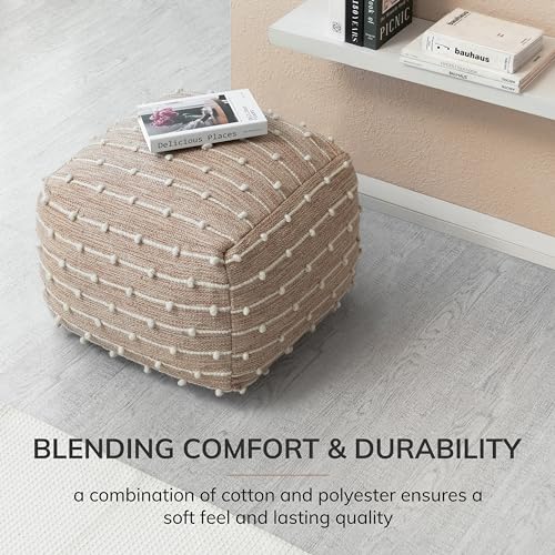 Anji Mountain 16" H x 22" W Handmade Pouf Ottoman for Living Room & Couch - color: Penelope