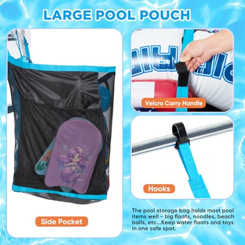 AURASUN 61" L x 25" W Poolside Hanging Pouch for Fence & Deck (Side Pocket) - size: L - 61" L x 25" W