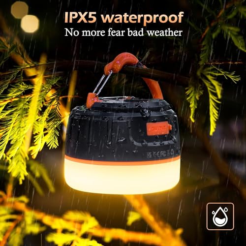 Sinvitron LED Camping Lantern Rechargeable with Remote Control - 1000LM 150H Runtime Tent Light, 5200mAh Water-Resistant Emergency Light for Hurricane Power Outages, Hiking Home - style: 2Pack Black&Org