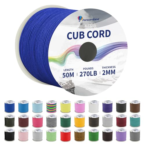 Paracordland-270LB Parachute Cord -164FT-2mm Micro Paracord-Utility Cord Thin Braided Best for Military & Camping Survival Bracelet DIY Projects Fishing Lanyards-Eletric-Blue - style: Eletric-Blue