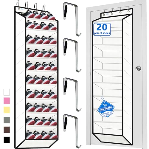 10 Tiers Shoe Organizer for Closet, 20 to 30 Pairs Shoe Rack Door - color: White