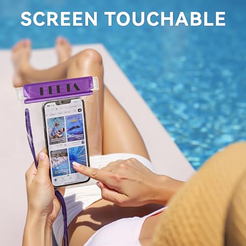HEETA 5-Pack Clear Waterproof Dry Bag Pouch Document Holder for Phone Maps - color: Purple