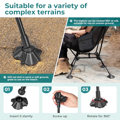 ATEPA Backpacking Chair, Ultralight Folding Portable Small Camping Chairs for Adults Compact Foldable Beach Seat with Anti-Sinking Feet & Aluminum Frame for Outdoor Hiking Travel Fishing