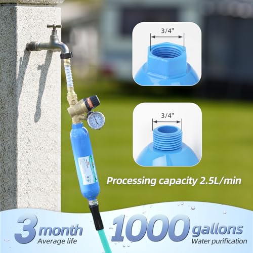 4PK NSF Certified Inline RV Drinking Water Filter & Flexible Hose Protector - size: 4 Count (Pack of 1)