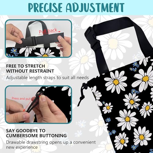 Car Trash Bag White Daisies Blue Flowers Leak-Proof Car Garbage Bag with Drawstring Foldable Canvas Trash Bin with Adjustable Buckle for Car Accessories, Travelling, Camping - color: White Daisies Blue Flowers