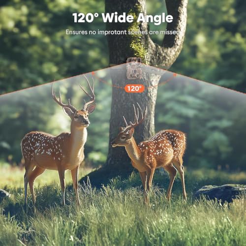 Solareye Trail Camera WiFi - Solar Powered 4K 64MP Game Cameras with Night Vision Motion Activated Waterproof with 32GB SD Card, IP66 120° Detection Angle 0.2s Trigger 940nm No Glow (Emerald Green) - color: Emerald Green