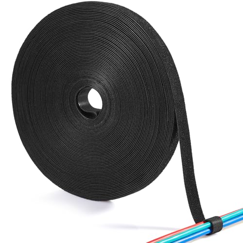 ECOHomes 1/2 Inch x 75 FT Double Sided Hook and Loop Roll Tape (Black) | Two Sides, Self Stick, No Adhesive, Reusable, Cable Ties Wrap for Cable Management, Heavy Duty, Extender Straps, Wire Strips - color: Black, size: 1/2 In x 75 FT
