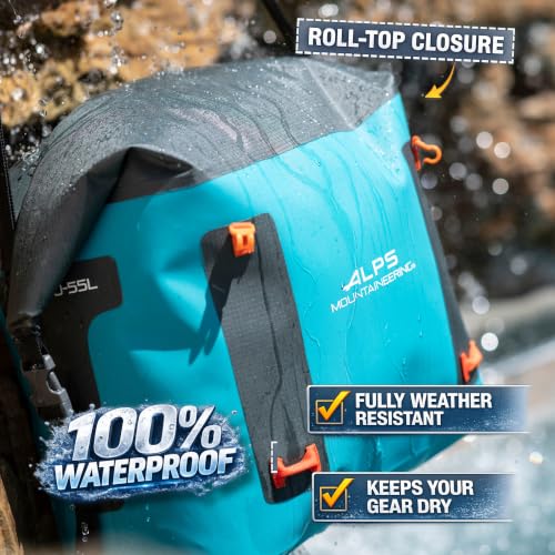 ALPS Mountaineering EverDry Roll-Top Tote – Waterproof Travel & Beach Bag with Adjustable Strap & Lashing Points for Boating & Kayaking - color: Brown, size: 30-55L