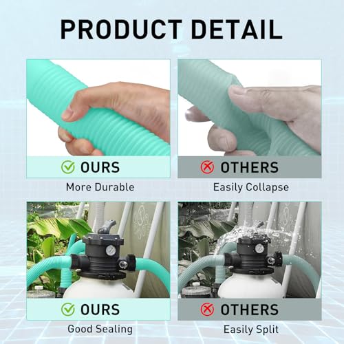 2 Pack 1.5" Pool Pump Hose for Intex Sand Filter Pumps & Saltwater Systems, 29060E Pool Filter Hose for Intex & Coleman Above Ground Pools, 59" Long Replacement Hoses, Green - color: Green