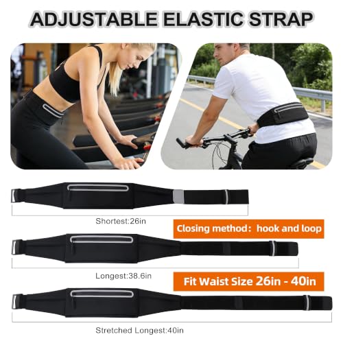Slim Running Belt for Women Men,Phone Holder Waist Pack,Runners Fanny Pack - color: Black