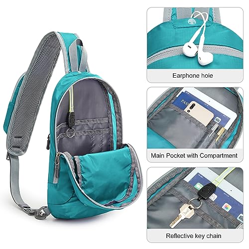 G4Free Sling Bag RFID Blocking Lightweight Crossbody Backpack Chest Shoulder Bag for Travel Sports Running - color: Peacock Blue