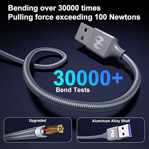 Multi Charging Cable 4ft 2Pack 4 in 1 Charger Cord,Doub Tyep-C Rapid Cable | Nylon Braided Cable USB Charging Cable Multi Phone Charger Cord with Type C Micro Lightning for Apple iPhone17-5 Cell Phones - color: Grey-4in1