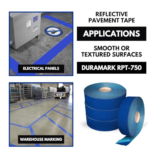 DuraMark RPT-750 Reflective Pavement Marking Tape, Blue, 3 in x 108 ft - color: Blue, size: 3 Inch x 108 Ft
