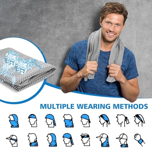 24 Pack Cooling Towels Bulk for Neck and Face 40"x12" Ice Cooling Sweat Rags Microfiber Soft Breathable Soft Chilly Towel for Yoga Golf Sport Running - color: Light Gray
