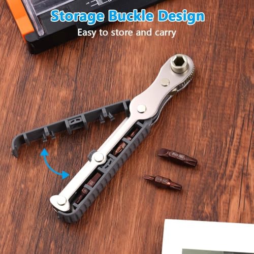 OSDUE 5 Pcs Mini Ratchet Wrench Set, 1/4 Inch Drive, High Torque Offset Reversible Screwdriver, with Phillips, Slotted, Hex, Torx for Tight Spaces - color: 5 Pc Mini Ratchet Wrench