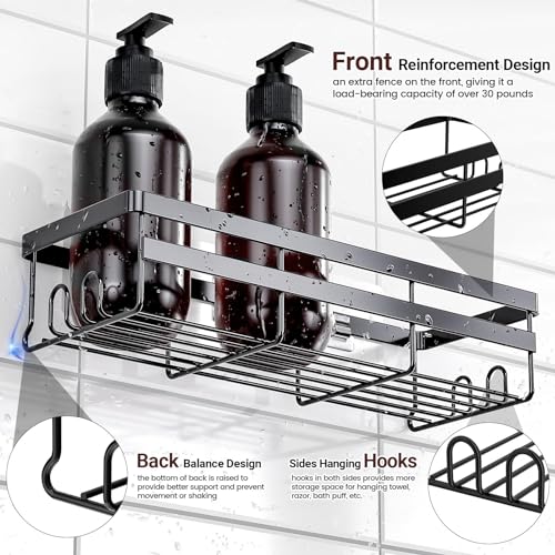 WOWBOX 2 Pack Adhesive Shower Caddies, No Drill Bathroom Shelves, Large - size: Large