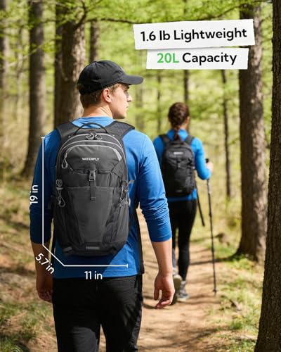 WATERFLY Small Lightweight Hiking Backpack: 20L Outdoor Daypack with Phone Pocket, Hydration Compatible, Breathable Backpanel, Multi-Compartment for Camping Trekking Travel Women Men - color: Grey