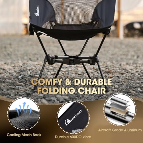 MOON LENCE Portable Camping Chair Backpacking Chair - The 4th Generation Ultralight Folding Chair - Compact, Lightweight Foldable Chairs for Hiking Mountaineering Beach - color: Orange