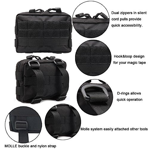 MOLLE Pouches - 2 Pack Tactical Compact Water-Resistant Utility Gadget Gear EDC Pouch - color: Green and Green