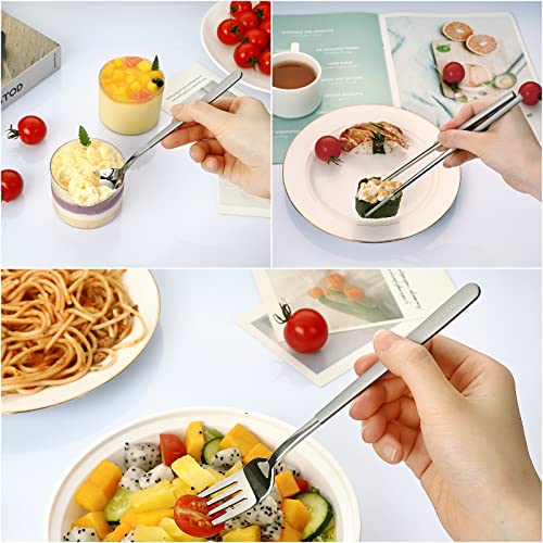 DEVICO Travel Utensils with Case, 4 Piece Portable Silverware Set for Work - color: Gray