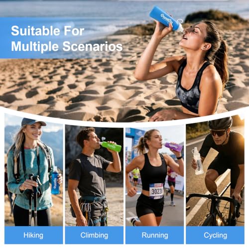 2 Pack Soft Flask 250ml TPU BPA-Free Soft Water Bottle Collapsible for Hydration Pack Running Vest Marathon Hiking Cycling (Light Blue) - color: 2pcs, 250ml Light Blue