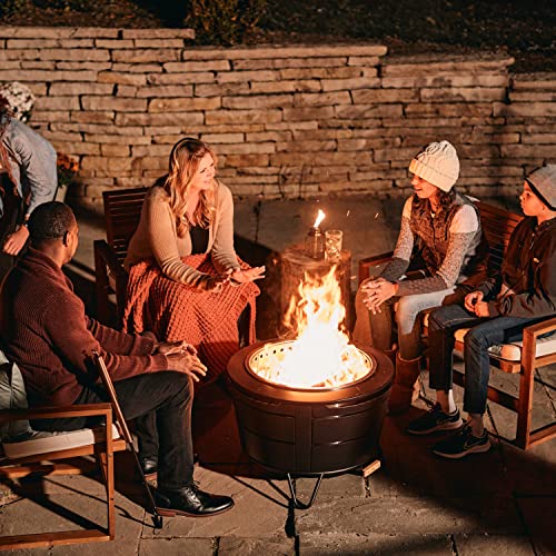 TIKI Reunion Smokeless Fire Pit, 27.5 in Wood Burning Fire Pit with Cover | Black, 27.5-Inch, Stainless Steel, Wood-Burning, Large Gatherings, For Backyards, Includes Cover, Removable Ash Pan, Stand - style: Reunion (28")