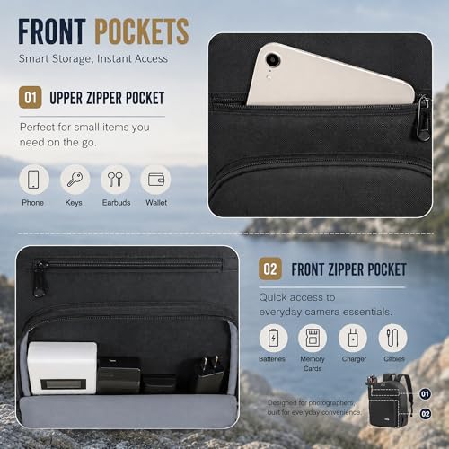 Camera Backpack for Photographers, Professional DSLR Camera Bag - color: Black, size: Standard