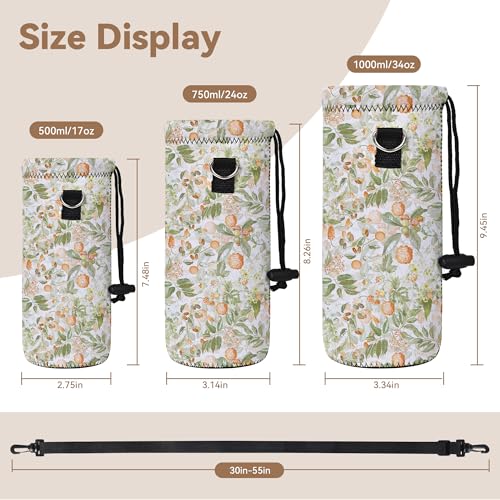 Neoprene Water Bottle Carrier Bag with Adjustable Shoulder Strap,Insulated Water Bottle Cover for Stainless Steel/Glass/Plastic Bottles - color: BC-53, size: 750ml