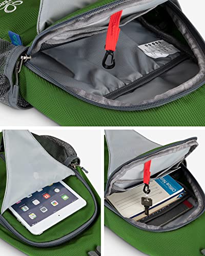 WATERFLY Crossbody Sling Backpack Sling Bag Travel Hiking Daypack - color: Z-army Green